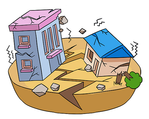 地震楼房卡通图片