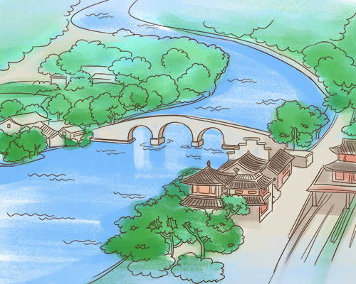 大运河简笔画 手绘图片