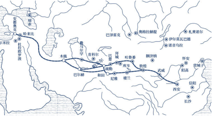 手绘丝绸之路线路图图片