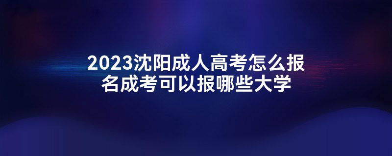 2023沈阳成人高考怎么报名成考可以报哪些大学