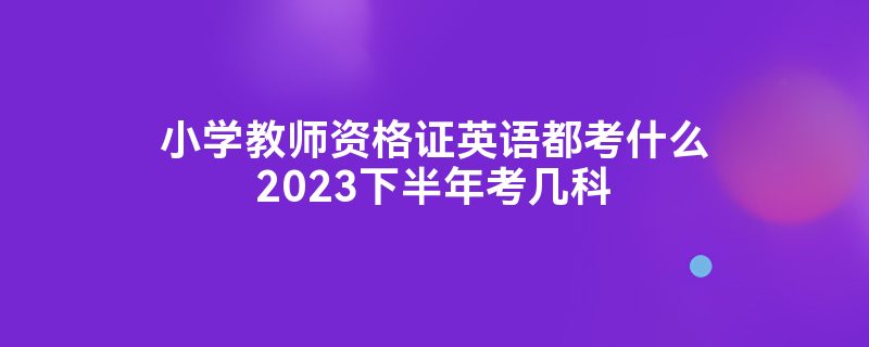 小学教师资格证英语都考什么2023下半年考几科