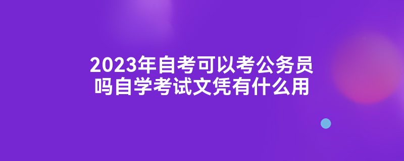 2023年自考可以考公务员吗自学考试文凭有什么用