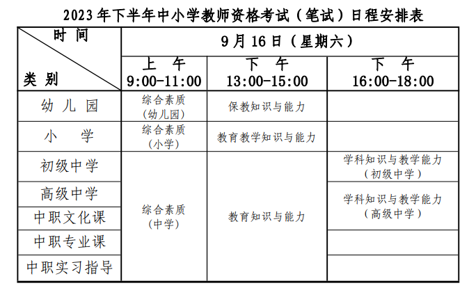 青海省 2023 年下半年 中小學教師資格考試筆試報名通告