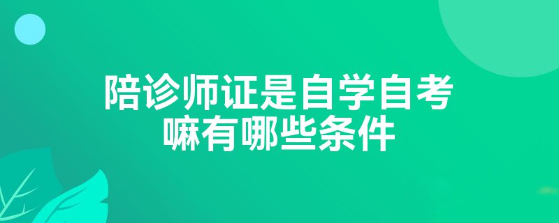 陪诊师证是自学自考嘛有哪些条件