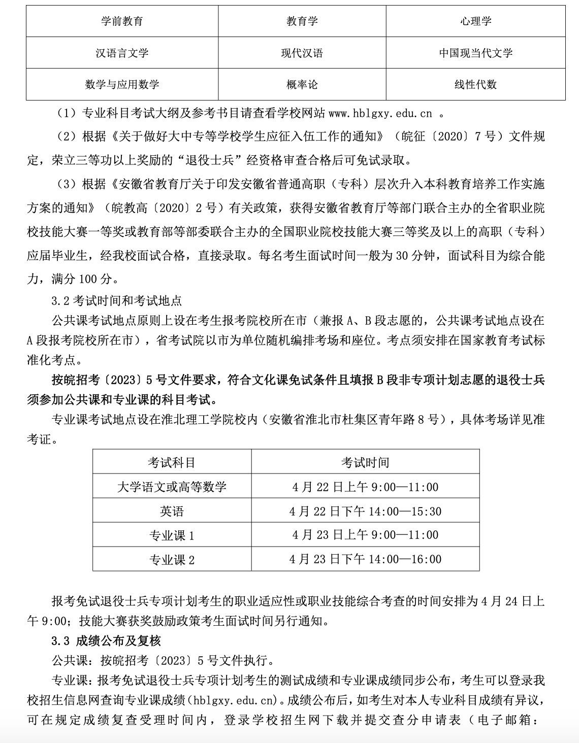 2023年淮北理工学院专升本招生简章