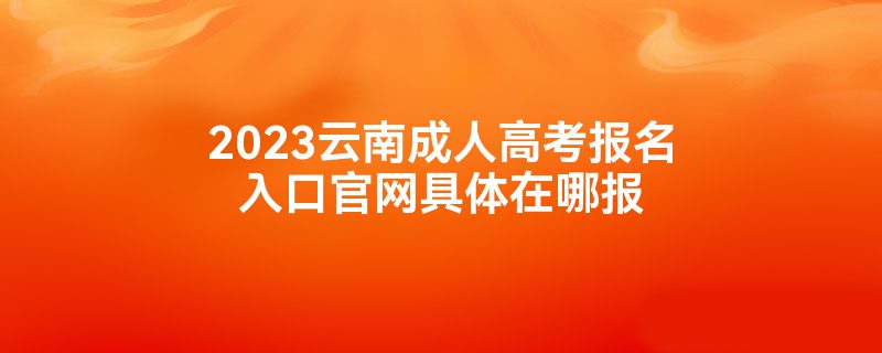 2023云南成人高考报名入口官网具体在哪报